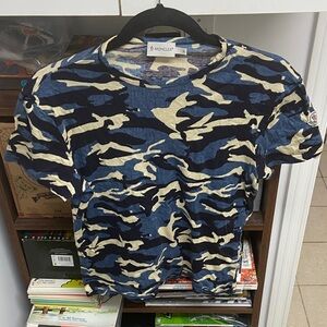 Moncler Blue Maglia Camouflage Tee